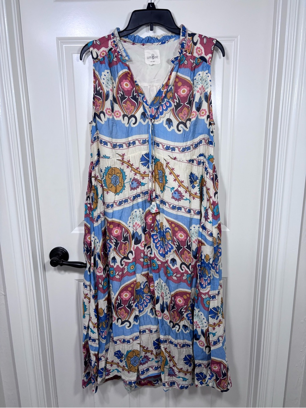Umgee Boho Sleeveless Floral Midi Dress Women’s L Multicolor